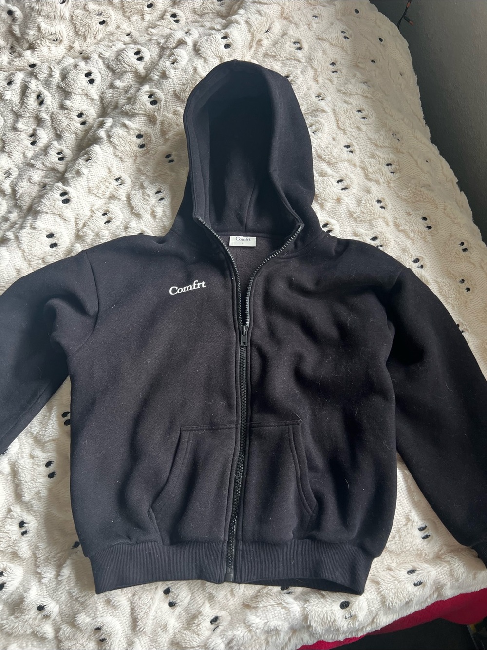 Comfort Branded Kids Black Zip Hoodie Jacket